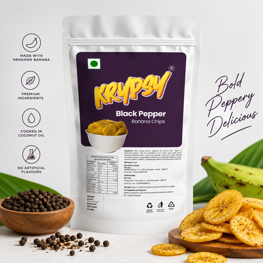 Krypsy Black Pepper Banana Chips – Made in Pure Coconut Oil
