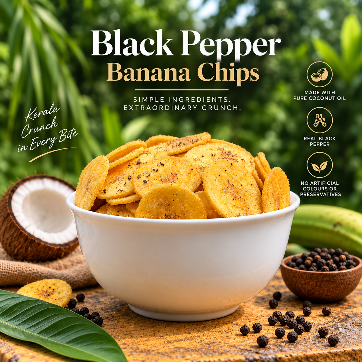 Krypsy Black Pepper Banana Chips – Made in Pure Coconut Oil